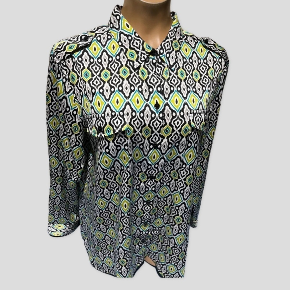 JONES NEW YORK Roll Tab Sleeve Button Down Blouse Size 1X